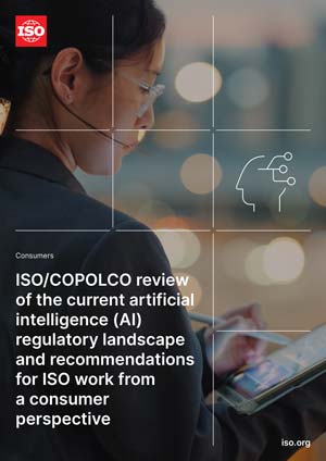 Page de couverture: COPOLCO AI White Paper – Review of the current AI regulatory landscape and recommendations for ISO work 